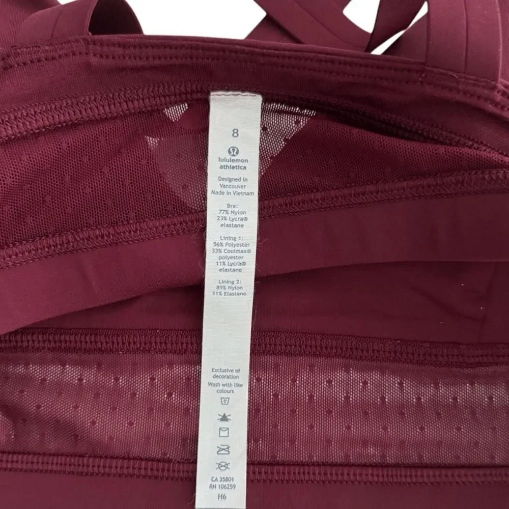 Bra Lululemon Body Con Bra Deep Rouge Size 8